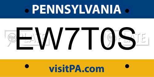 EW7T0S Pennsylvania License Plate