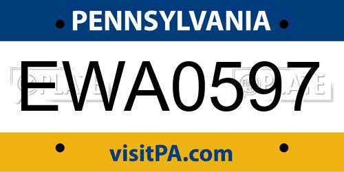 EWA0597 Pennsylvania License Plate