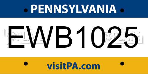 EWB1025 Pennsylvania License Plate