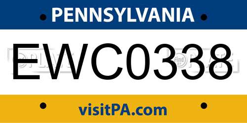 EWC0338 Pennsylvania License Plate