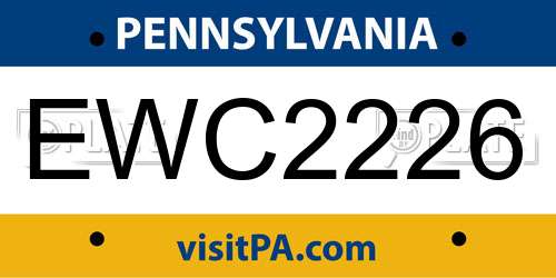 EWC2226 Pennsylvania License Plate