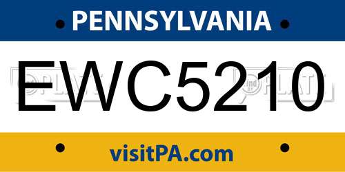 EWC5210 Pennsylvania License Plate