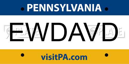 EWDAVD Pennsylvania License Plate