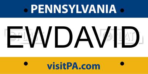 EWDAVID Pennsylvania License Plate