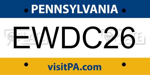 EWDC26 Pennsylvania License Plate