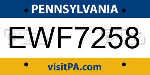 EWF7258 Pennsylvania License Plate