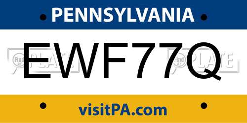 EWF77Q Pennsylvania License Plate