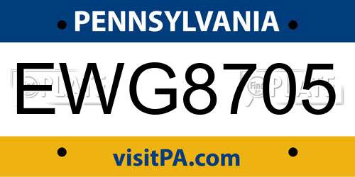 EWG8705 Pennsylvania License Plate