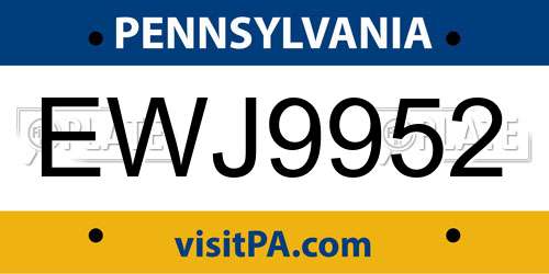 EWJ9952 Pennsylvania License Plate
