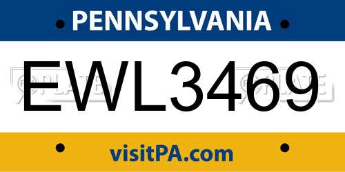 EWL3469 Pennsylvania License Plate