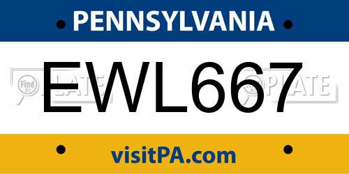 EWL667 Pennsylvania License Plate