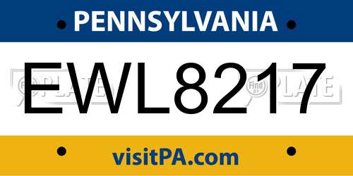 EWL8217 Pennsylvania License Plate