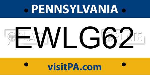 EWLG62 Pennsylvania License Plate