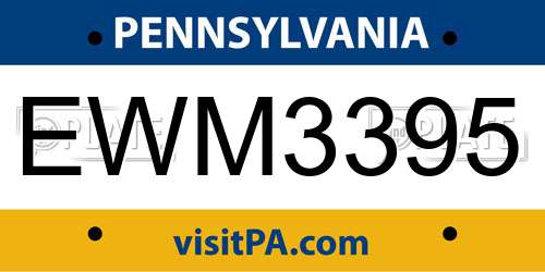 EWM3395 Pennsylvania License Plate