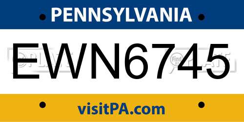 EWN6745 Pennsylvania License Plate