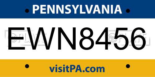 EWN8456 Pennsylvania License Plate
