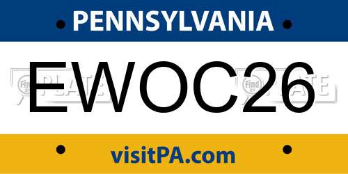 EWOC26 Pennsylvania License Plate