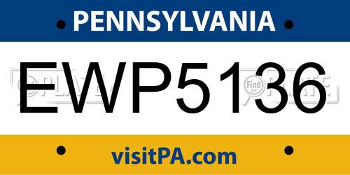 EWP5136 Pennsylvania License Plate