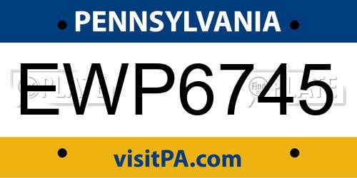 EWP6745 Pennsylvania License Plate