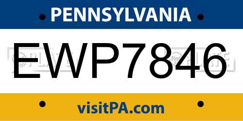 EWP7846 Pennsylvania License Plate