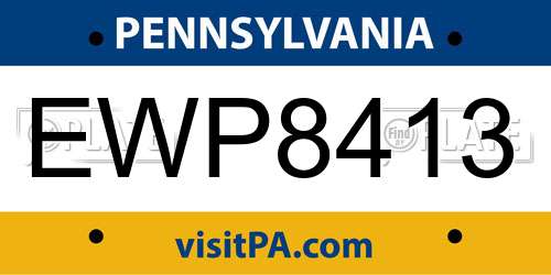 EWP8413 Pennsylvania License Plate
