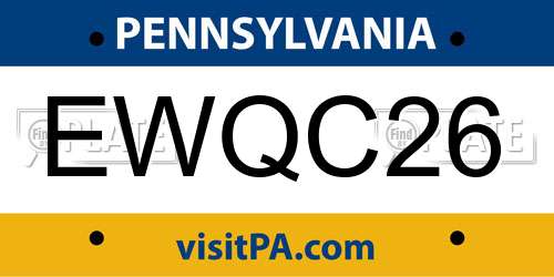 EWQC26 Pennsylvania License Plate
