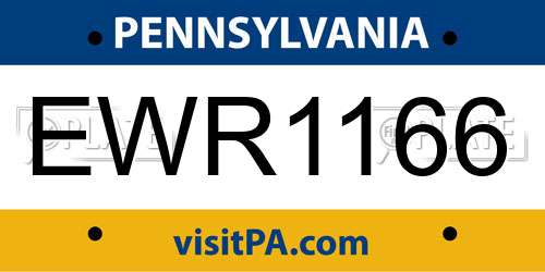 EWR1166 Pennsylvania License Plate