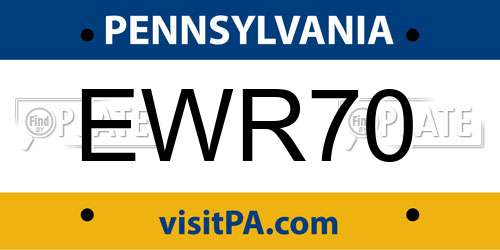 EWR70 Pennsylvania License Plate