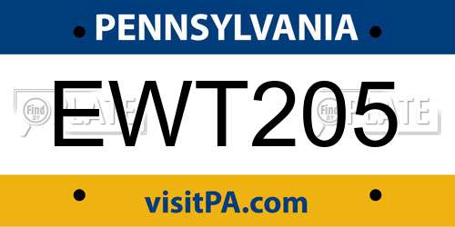 EWT205 Pennsylvania License Plate