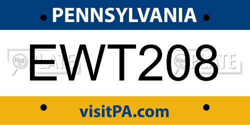 EWT208 Pennsylvania License Plate