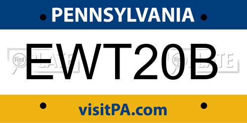 EWT20B Pennsylvania License Plate