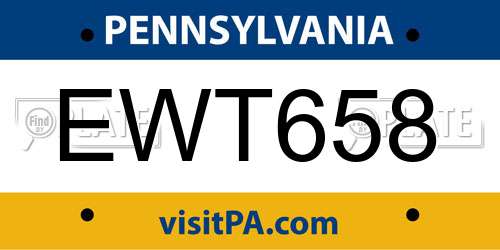 EWT658 Pennsylvania License Plate