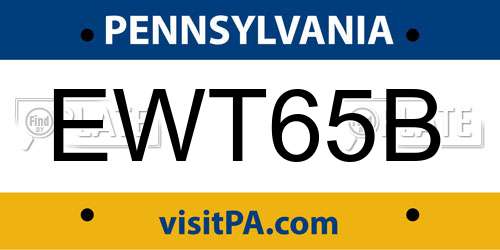 EWT65B Pennsylvania License Plate