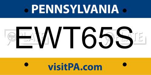 EWT65S Pennsylvania License Plate