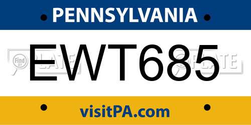 EWT685 Pennsylvania License Plate