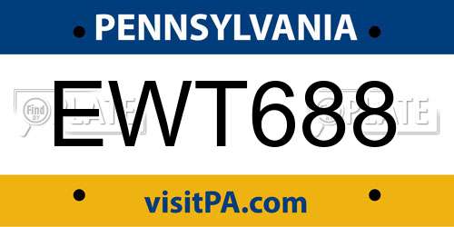 EWT688 Pennsylvania License Plate