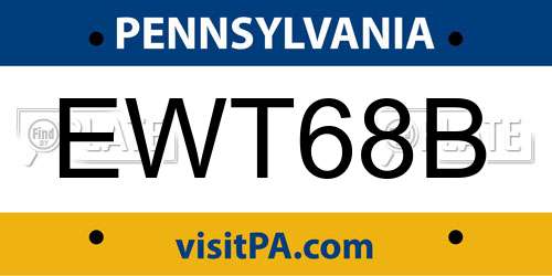 EWT68B Pennsylvania License Plate