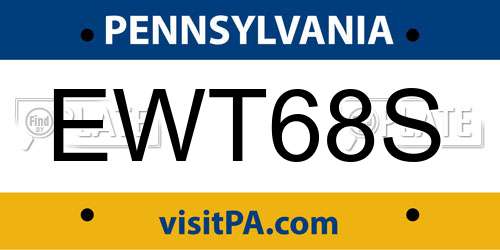 EWT68S Pennsylvania License Plate