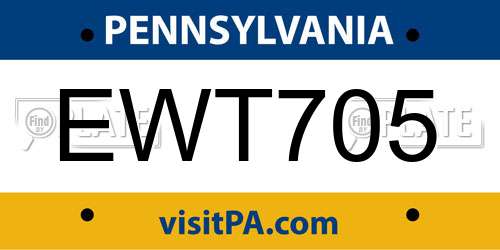 EWT705 Pennsylvania License Plate