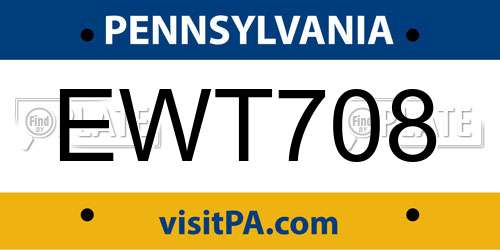 EWT708 Pennsylvania License Plate