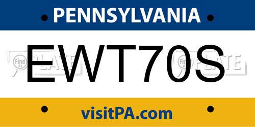 EWT70S Pennsylvania License Plate