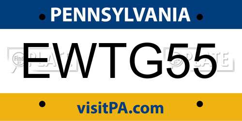 EWTG55 Pennsylvania License Plate