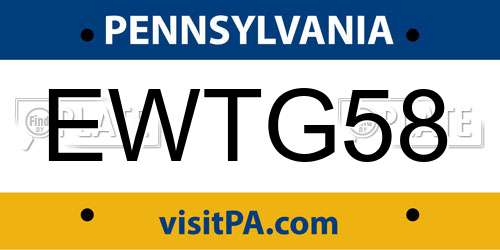EWTG58 Pennsylvania License Plate