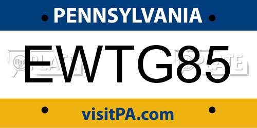 EWTG85 Pennsylvania License Plate