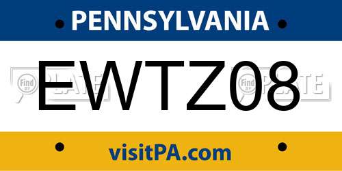 EWTZ08 Pennsylvania License Plate