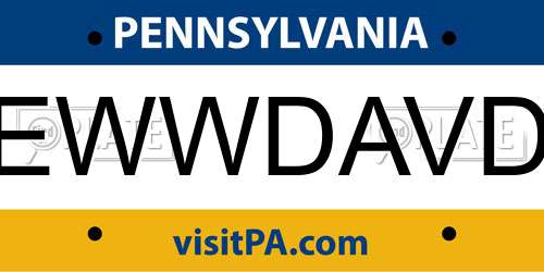 EWWDAVD Pennsylvania License Plate