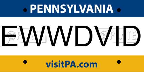 EWWDVID Pennsylvania License Plate