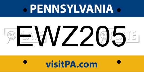 EWZ205 Pennsylvania License Plate