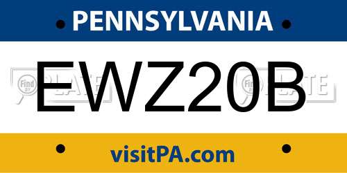 EWZ20B Pennsylvania License Plate