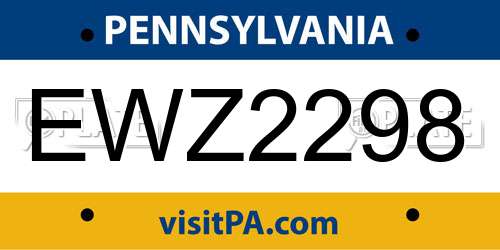 EWZ2298 Pennsylvania License Plate